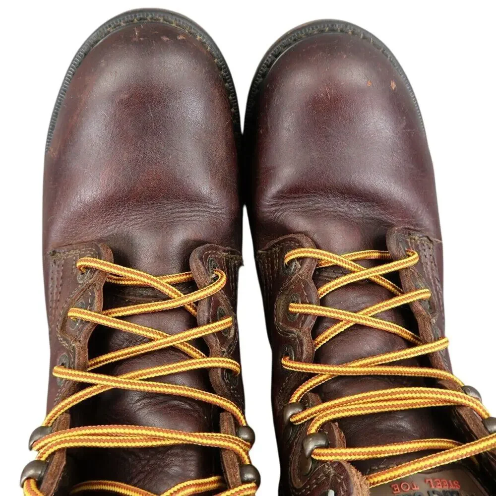 LaCrosse Shoes Mens 7.5 Work Boots Steel Toe Leather Mid Lace Up Slip Resistant